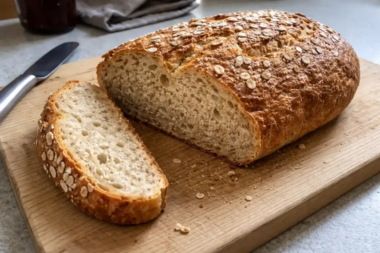 Nyttigt och gott hembakat br&ouml;d med havregryn p&aring; toppen. Perfekt till frukost eller som tillbeh&ouml;r till maten. H&auml;r &auml;r ett enkelt barkis recept!