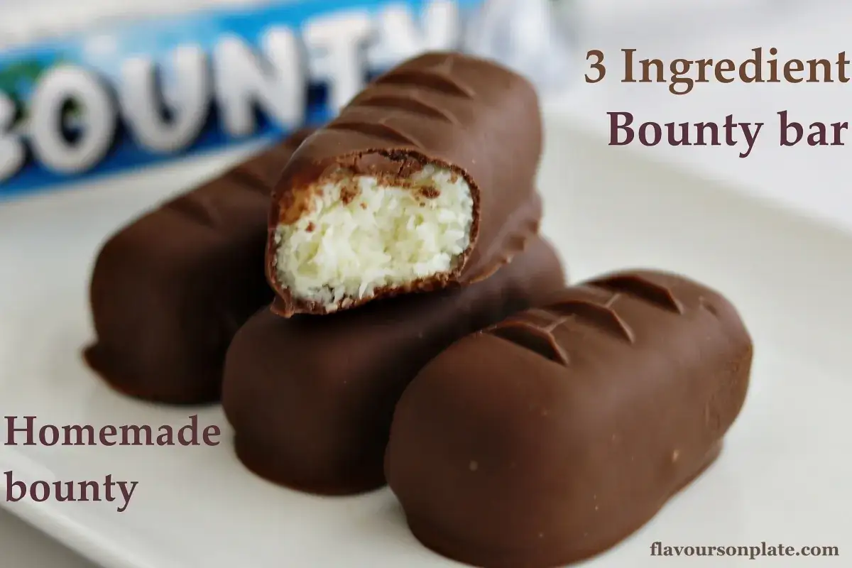 Hemmagjord bounty med kokos och choklad. Ett enkelt bounty recept f&ouml;r hemmabruk.